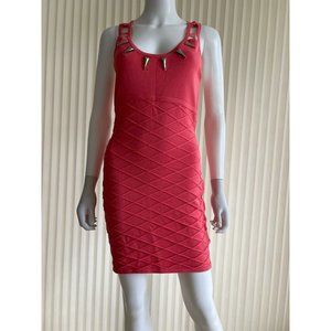 Bebe 2B Sexy Women's Dress Pencil Mini Sleeveless Summer Cocktail Pink Coral M